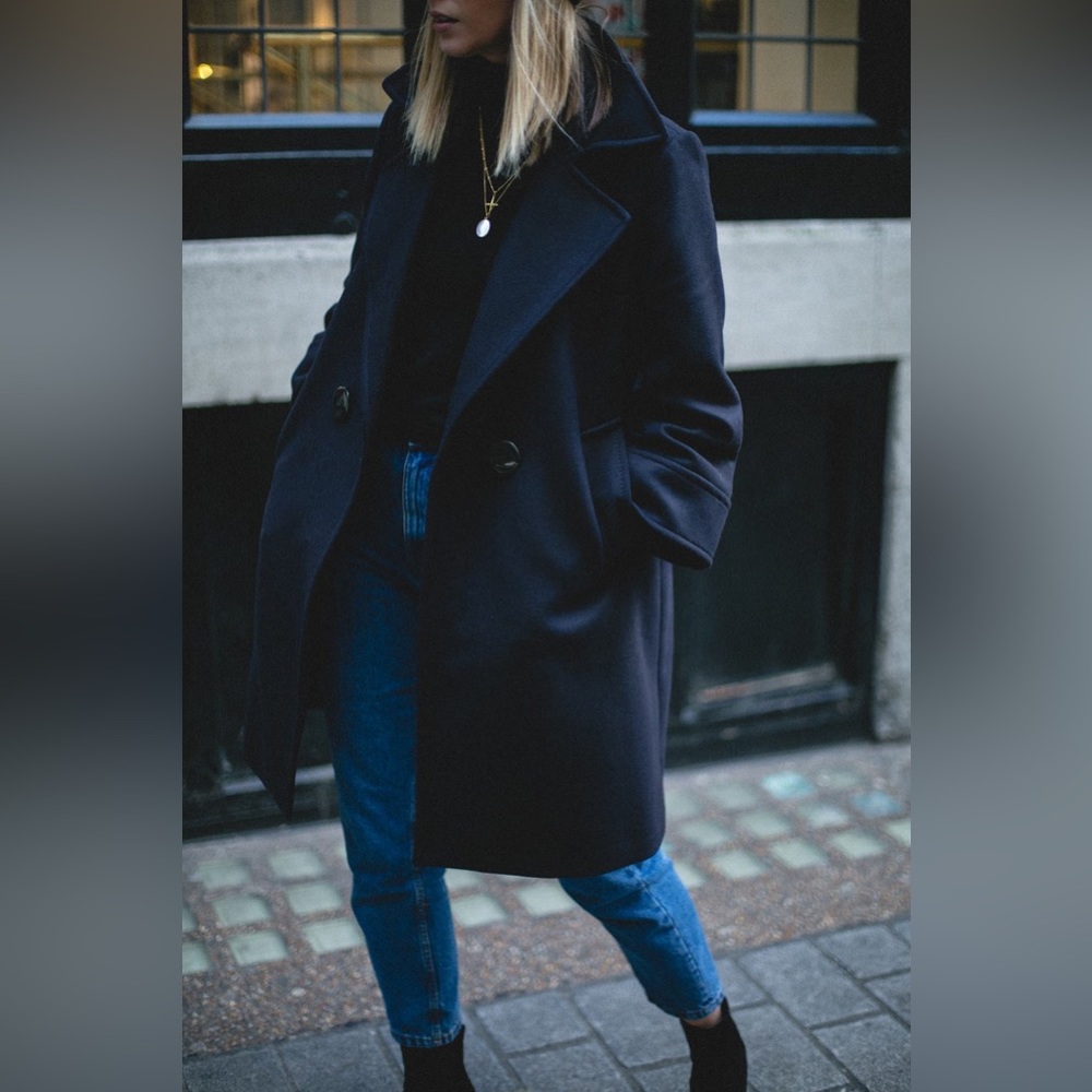 Zara Navy Wool Coat Size XS